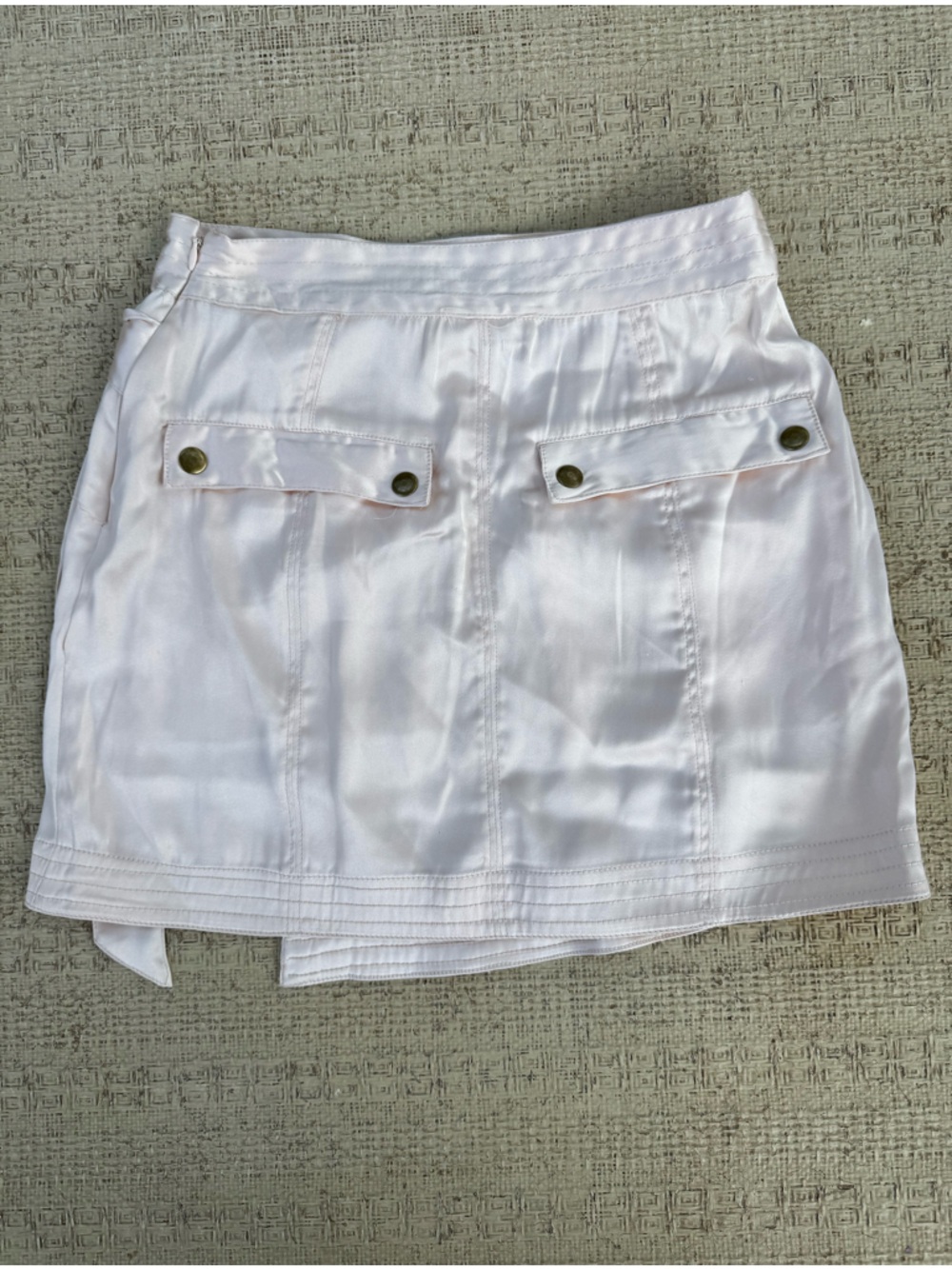 Anthropologie Silky Satin-Cream Utility Wrap Utility Skirt Belt Size 4 Small - Picture 7 of 8